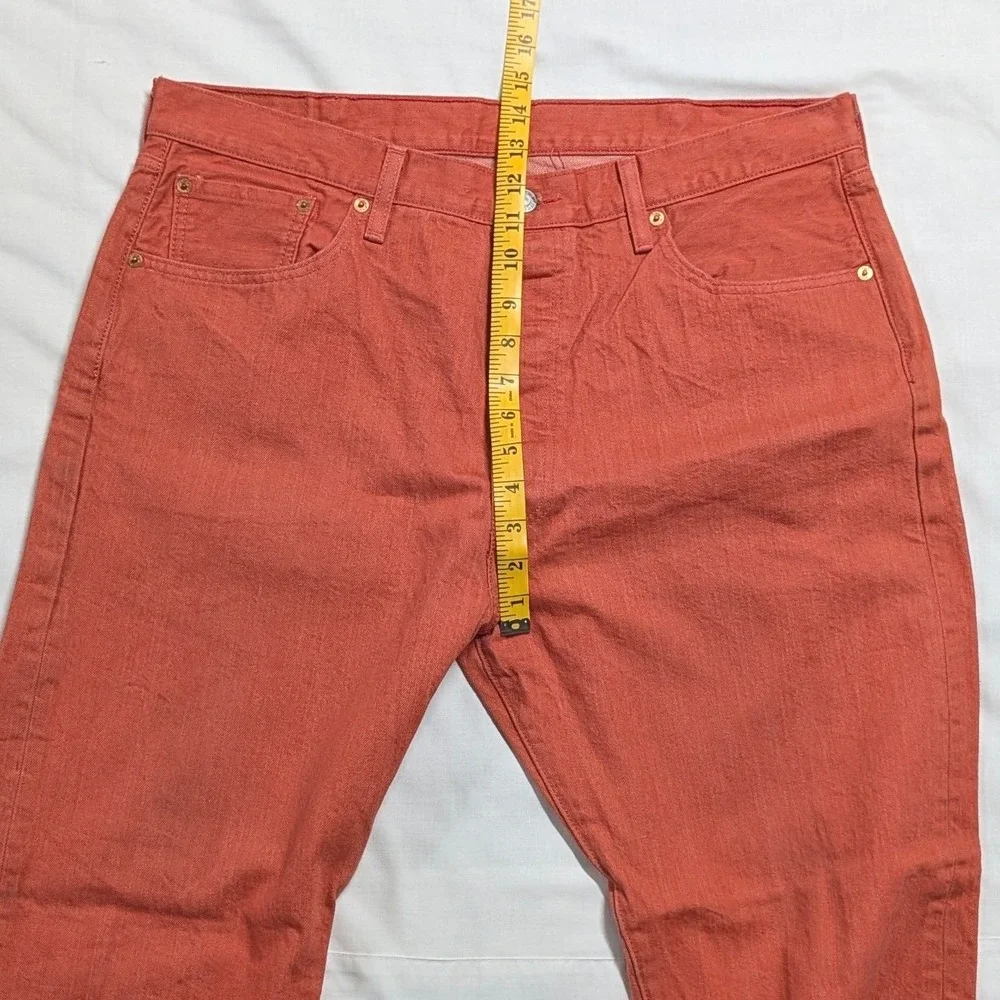 Levi's 501 Original Fit Straight Leg Salmon Orange Jeans Mens 40x32